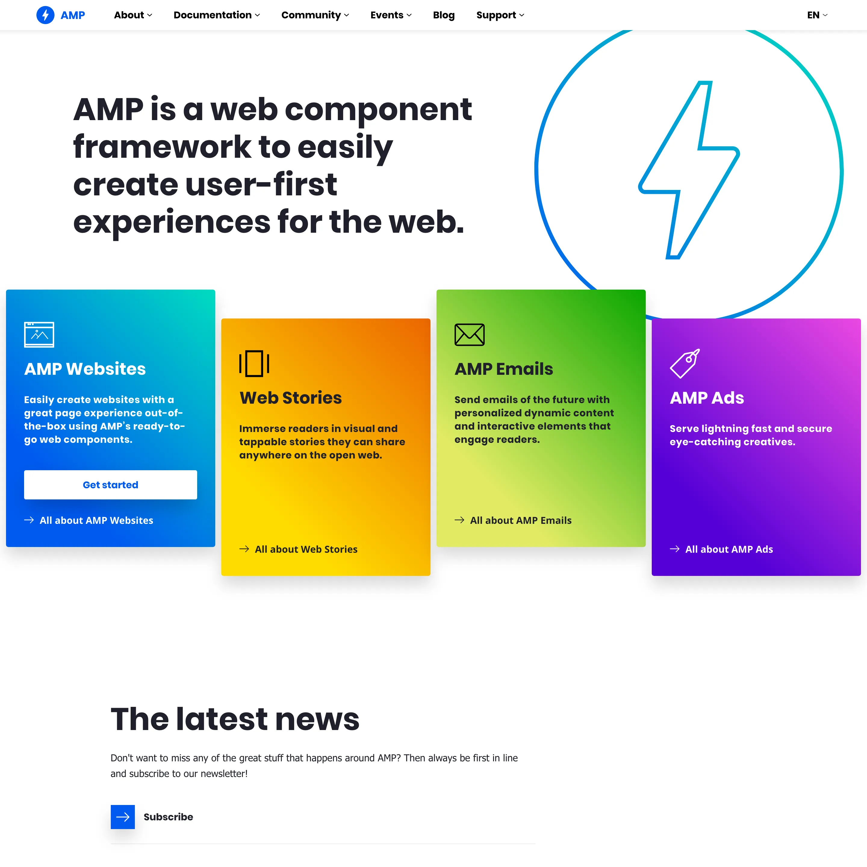 Screenshot of AMP.dev