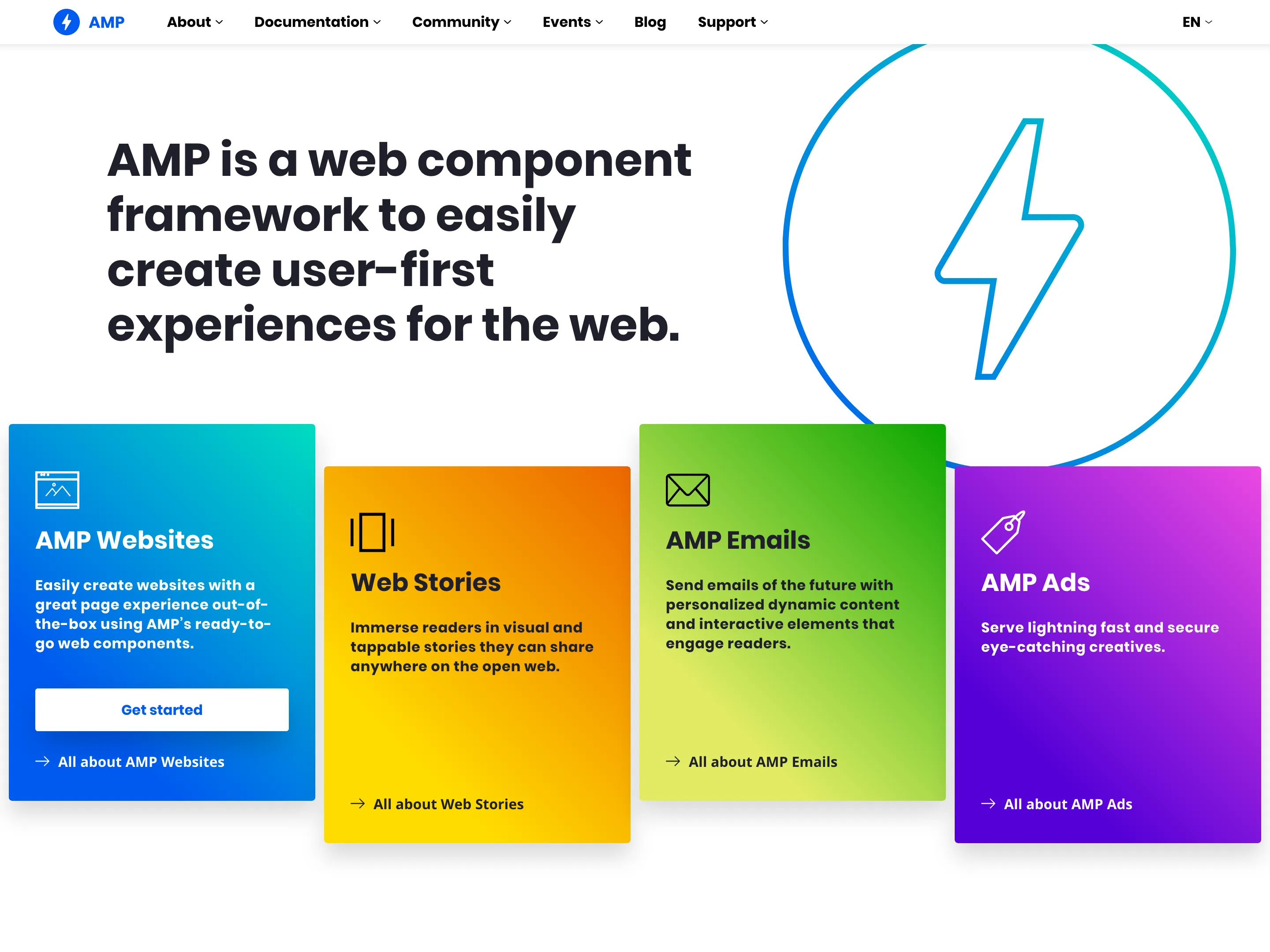 Screenshot of AMP.dev