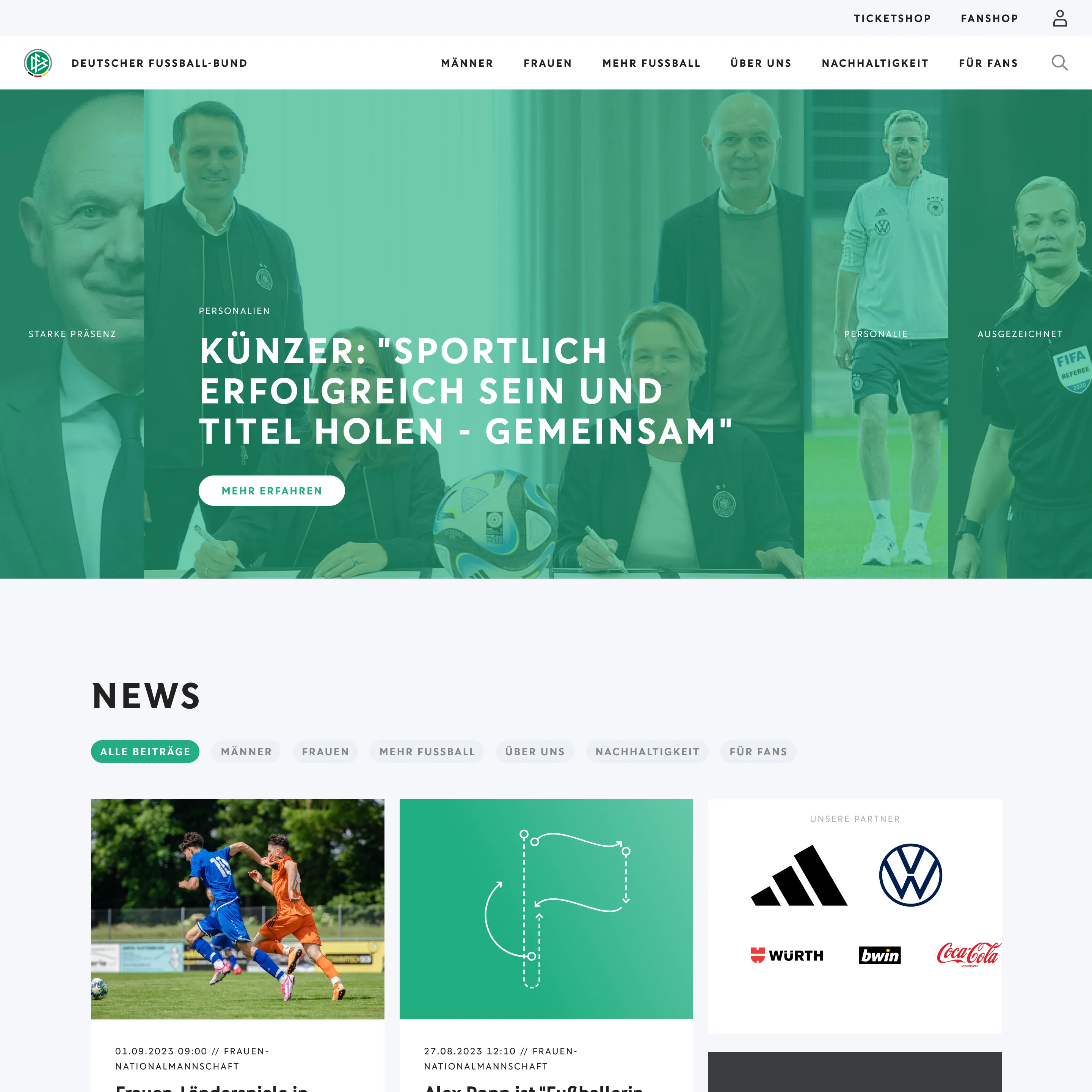 Screenshot of DFB.de