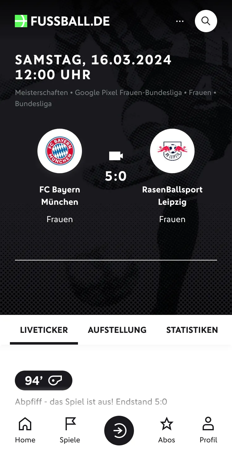 Screenshot of Fussball.de
