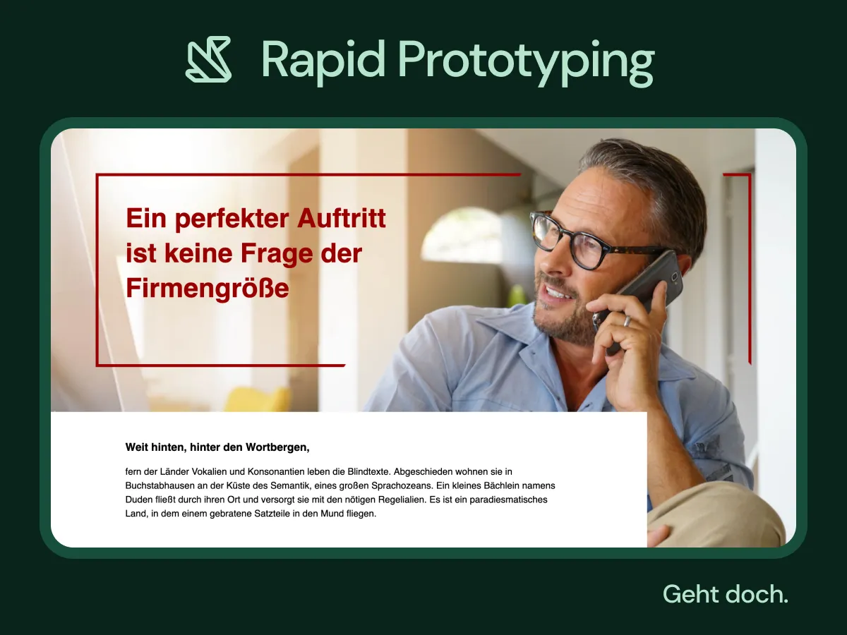 A preview image of the prototype with the headline "Rapid prototyping" and the statement "It works."